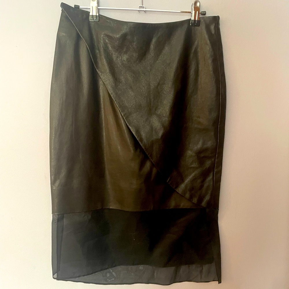 Sally LaPointe leather and mesh skirt